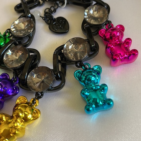 Betsey Johnson BNWT Punk N Spice black enamel link Gummy Bear charm bracelet - Picture 4 of 7